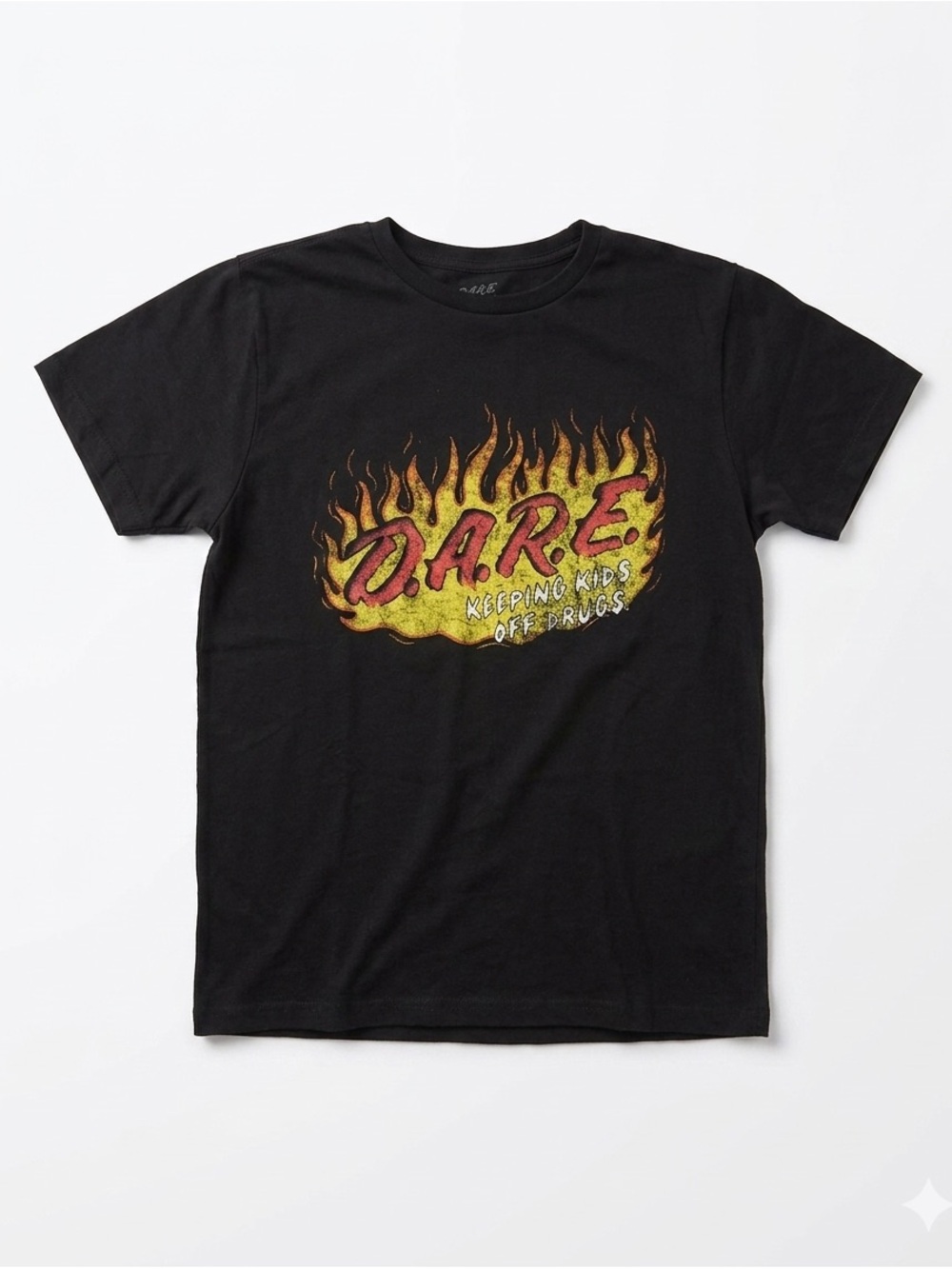 Vintage D.A.R.E. Flame Graphic Tee - Black